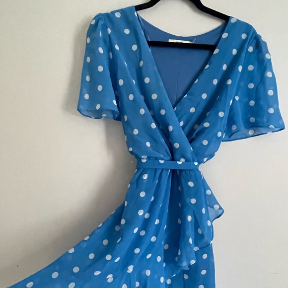 Blue & White Polka-dotted Dress - Picture 3 of 5